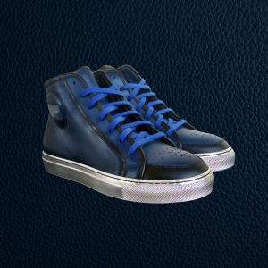 Reflects Blue leather High-Top's